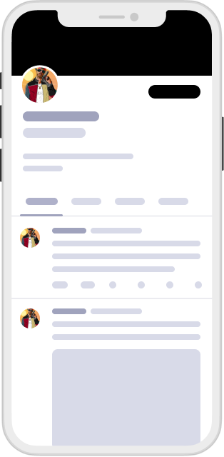 Phone screen profile page with fungees avatar